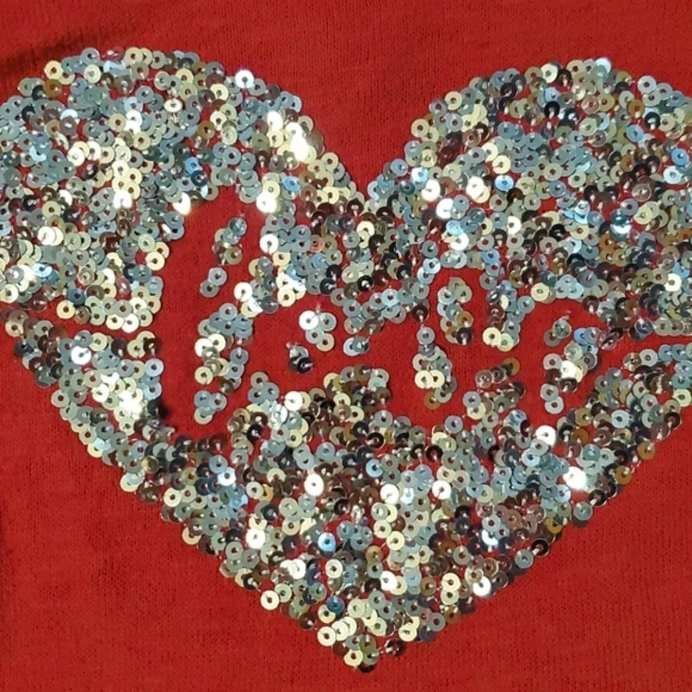 Children's Place Girls Long Sleeve Sequin Heart Love Shirt‎ Size 5-6